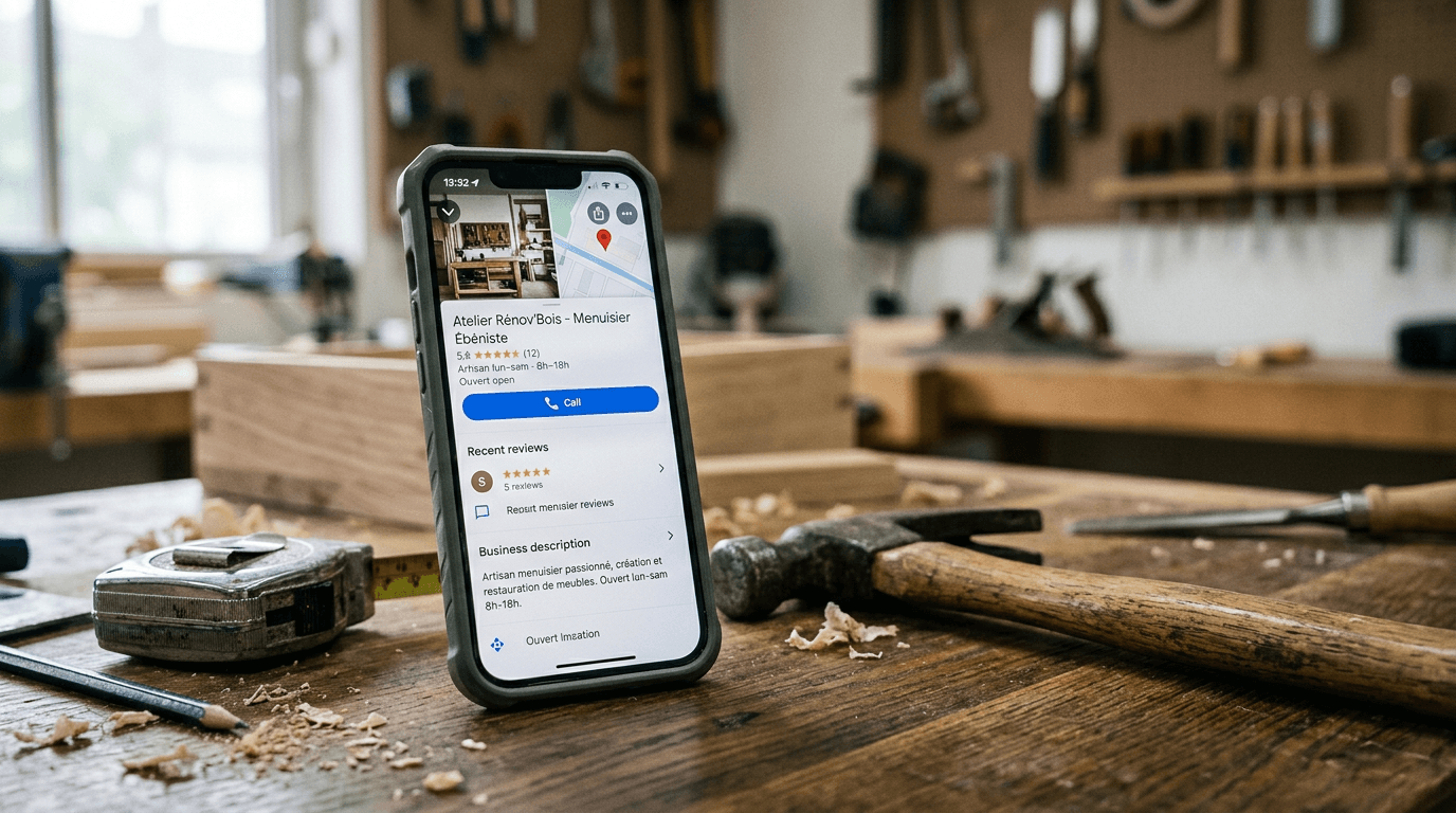 Fiche Google d'un artisan